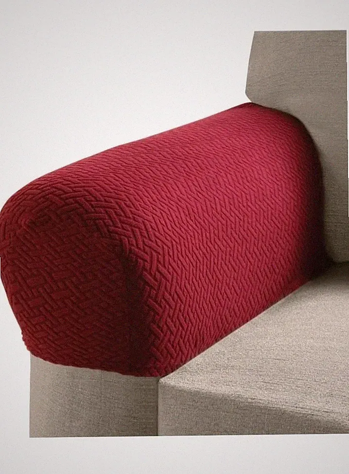 2 Armrest Covers for Recliners, Sofas, Chairs. Stretch, Textured Pattern -Brick