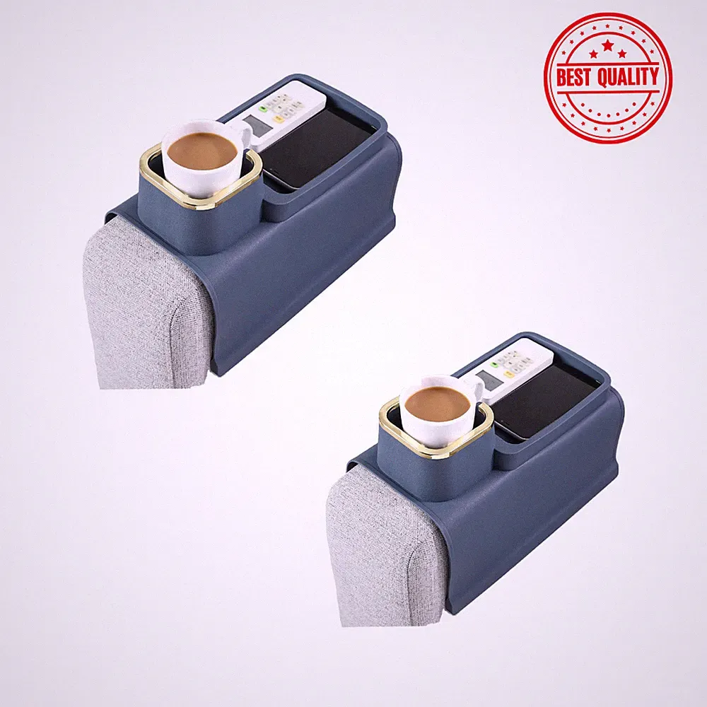 2 Pcs Couch Cup Holder Anti-Slip Silicone Sofa Armrest Tray Recliner Table