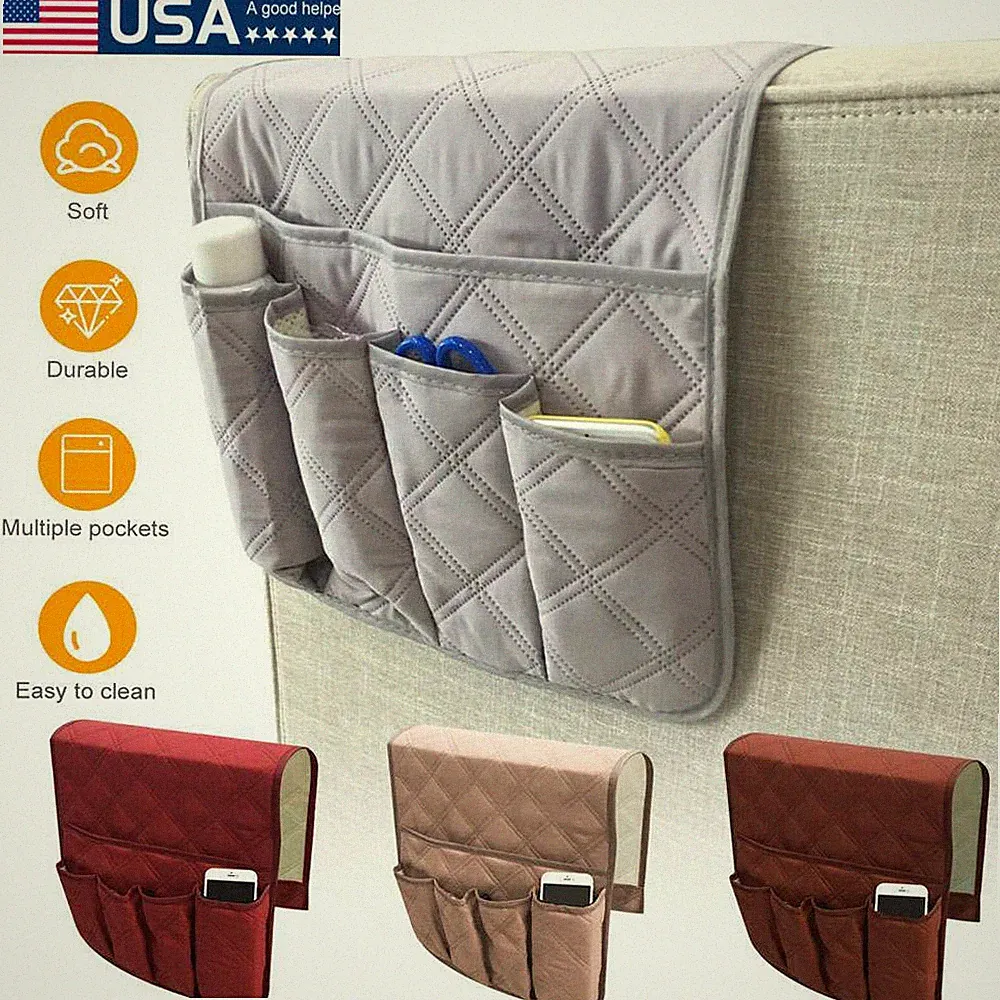 5 Pocket TV Remote Control Organizer Holder for Sofa Recliner Chair Arm Rest Bag