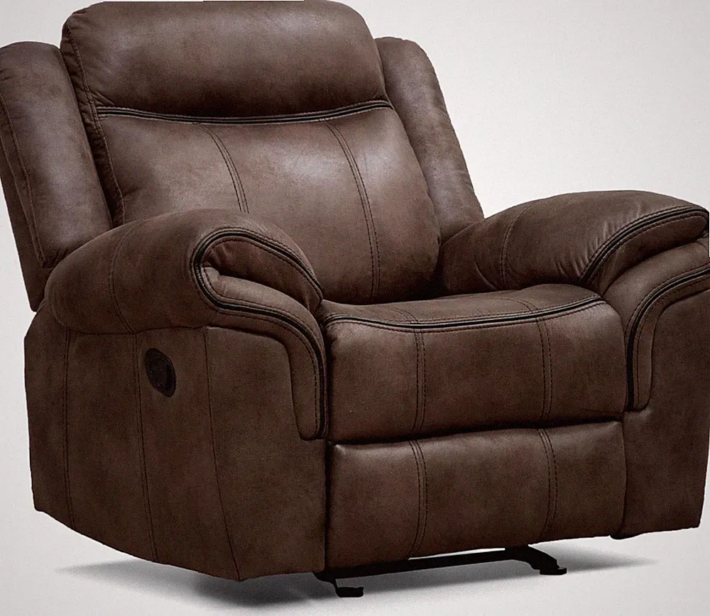 Amos Oversized Glider Recliner Chair - Comfy Armchair for Living Room, Brown