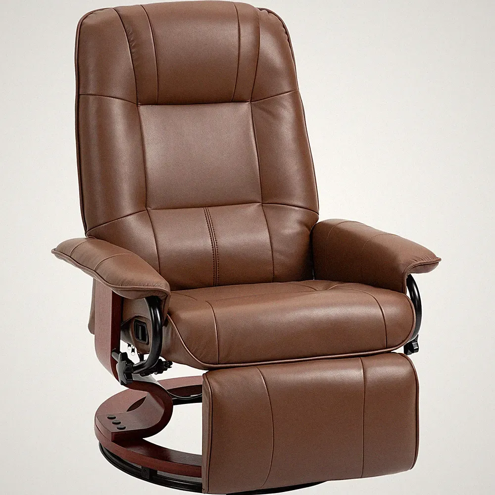 Faux Leather Manual Recliner Swivel Living Room Lounge Chair Footrest Armrest