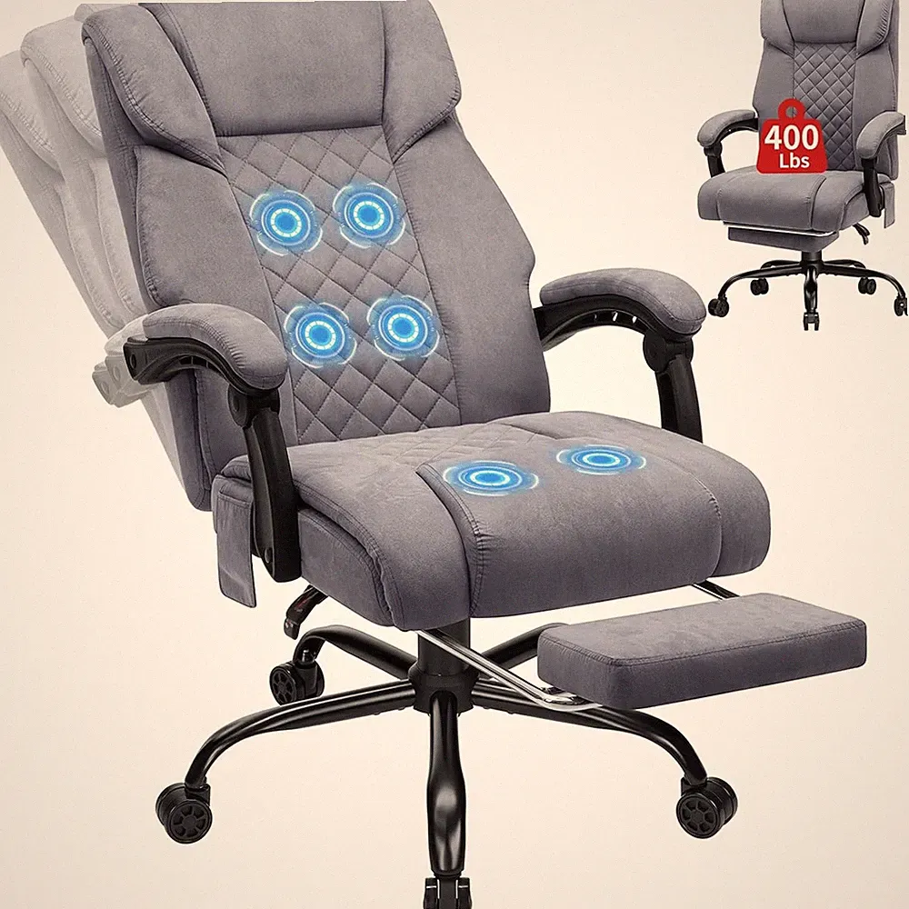 HOFFREE Massage Office Chair 6-Point Vibration Executive Recliner w/Footrest US
