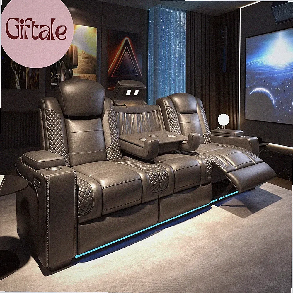 Home Theater Seating, Power Movie Loveseat Recliner with USB & Wireless Charging