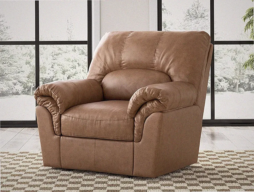 Light Brown Faux Leather Rocker Recliner with Arm Rest - Walker Point