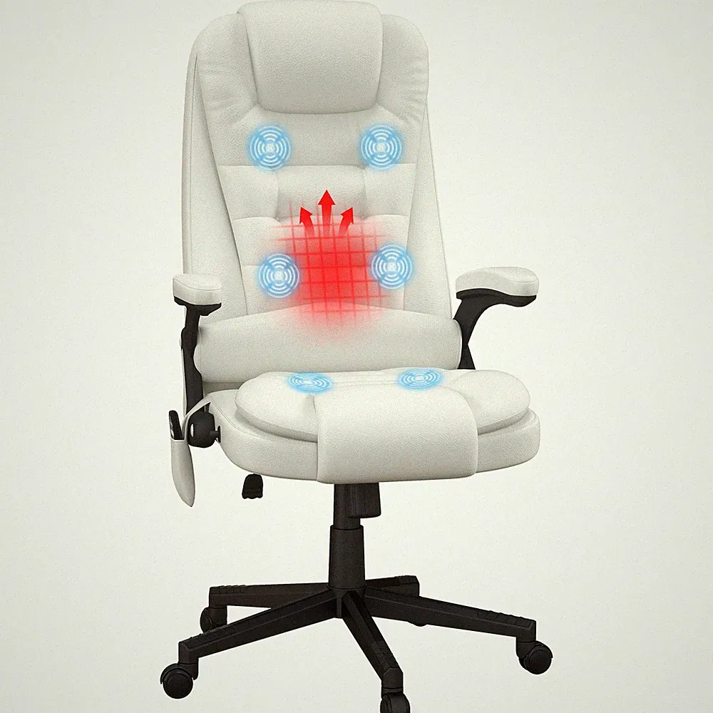 Massage Office Computer Chair Heated Reclining with 6 Vibration Points Armrest
