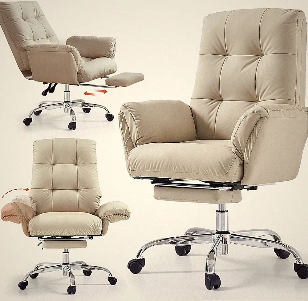 Office Chair with Foot Rest Criss Cross Chair with Wheels and Flip-Up Arms Recli