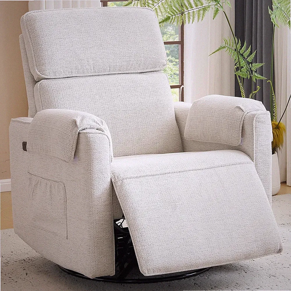 Oversized Power Recliner Chair Swivel Glider with Adjustable Headrest, Swivel Ro