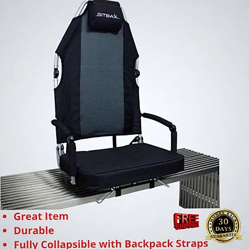 Padded Bleacher Seat 360 Swivel Reclining Stadium Chair With Back Armrest Strap