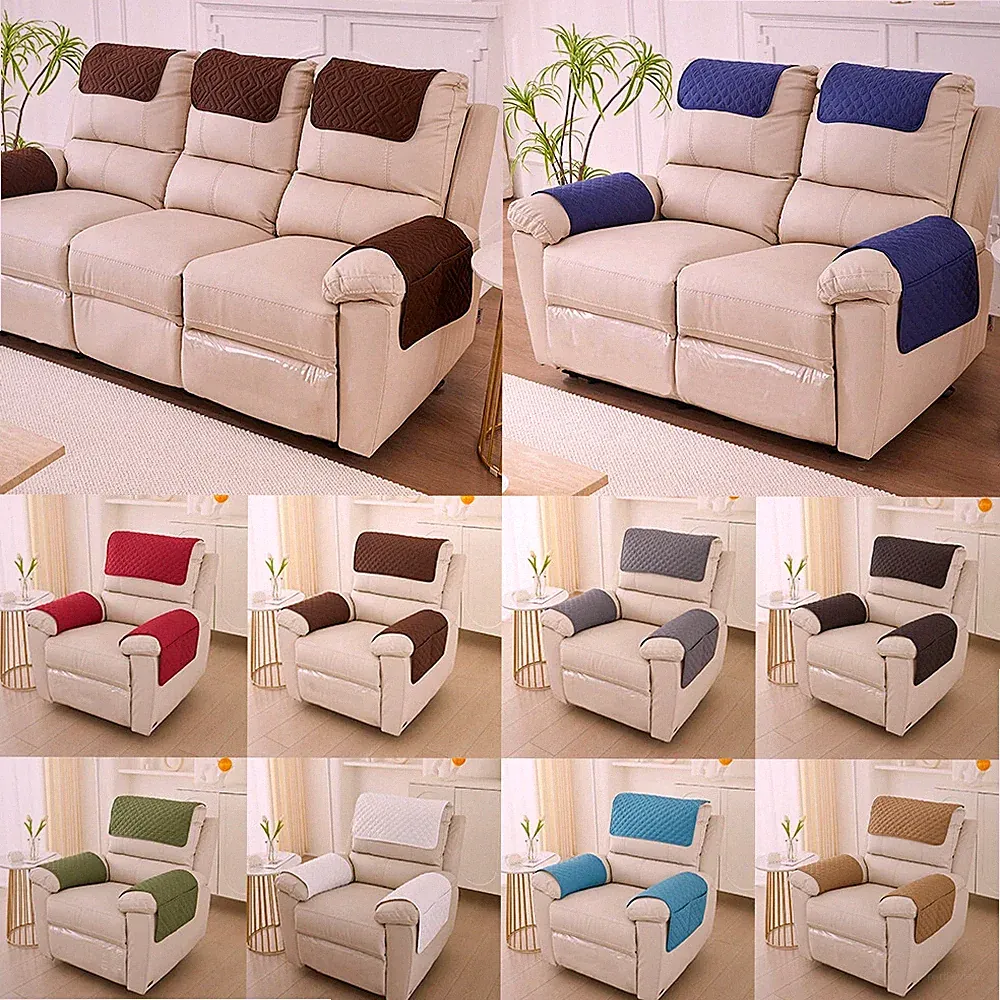 Recliner Headrest Cover Sofa Armrest Cover With Pockets Sofa Headrest Protector