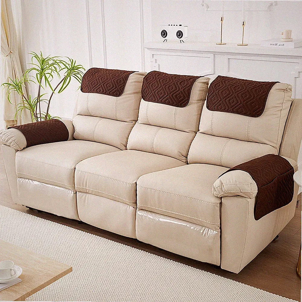 Recliner Headrest Sofa Cover Armrest Cover With Pockets Sofa Headrest Protector