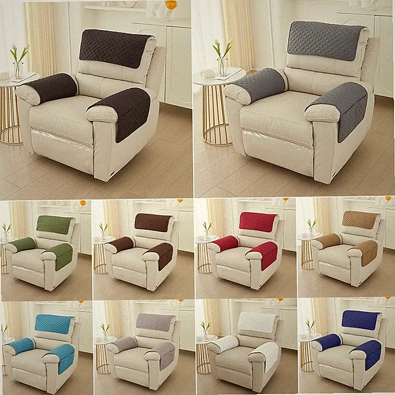 Recliner Slipcovers Chair Arm Covers with Pockets Headrest Sofa Cover 3/4/5Pc