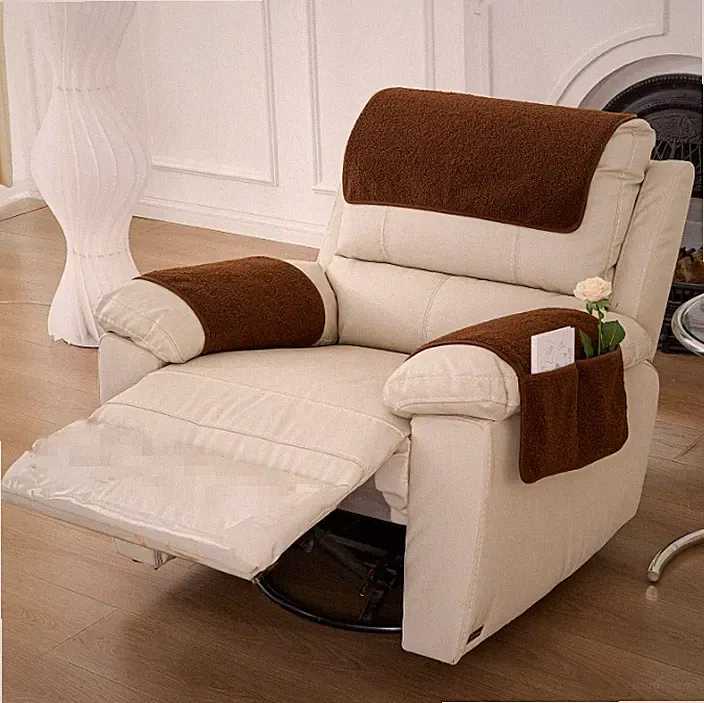Sofa Headrest Recliner Cover Armrest Cover Armrest Slipcover with Storage Pocket