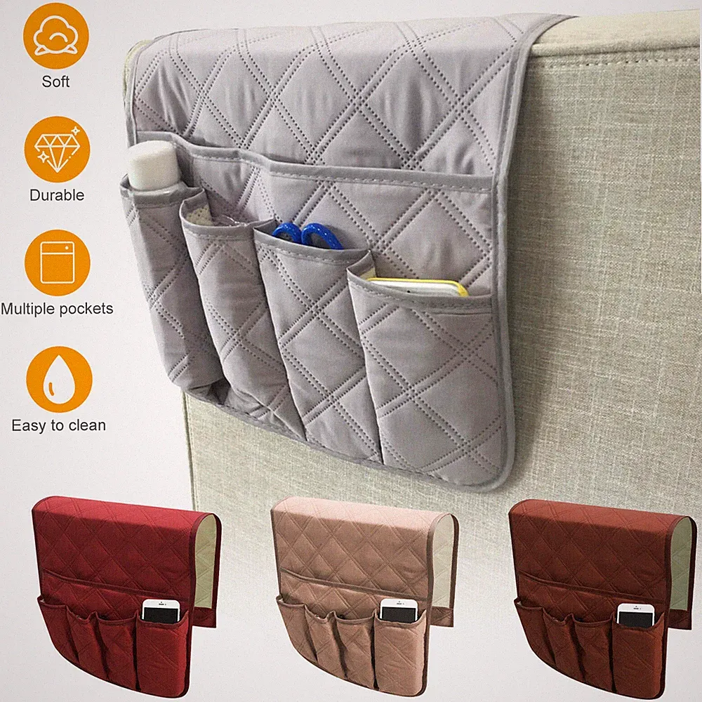 TV Remote Control Organizer Holder for Sofa Recliner Chair Arm Rest 5 Pocket Bag