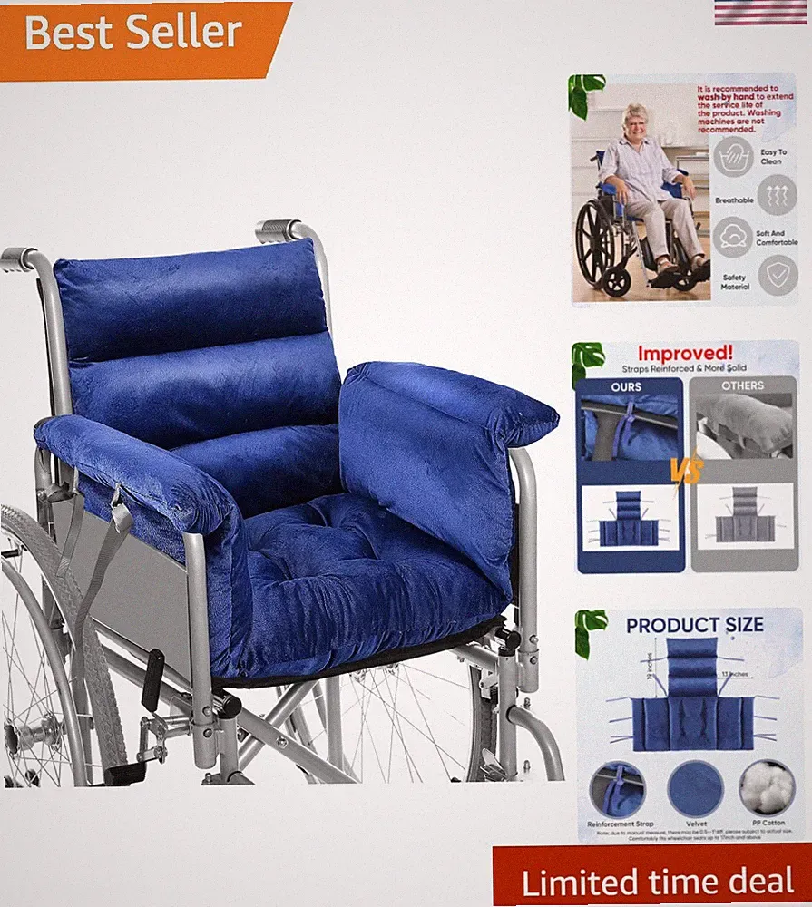 Wheelchair Cushion Wheelchair Seat Cushion with Strap Recliner Suitable for 1...